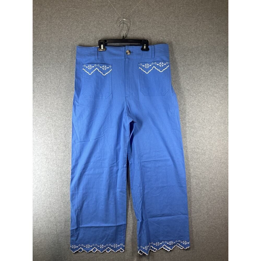 Anthropologie Colette Lace Trim Full-Length Wide-Leg Pants by Maeve Size 33